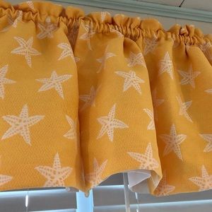 3 Brand New Yellow Starfish Valance Curtains